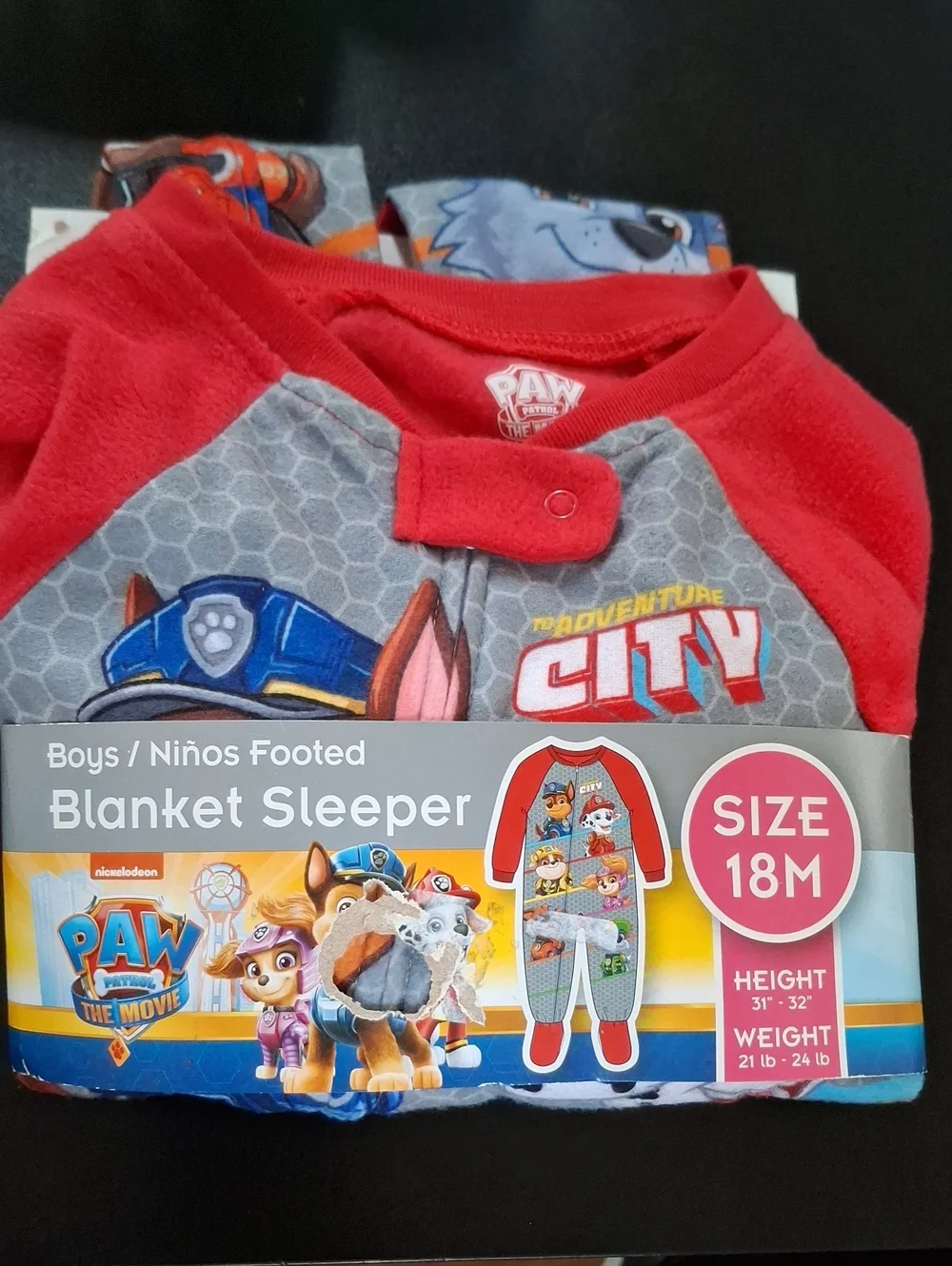 Paw Patrol Red & Gray Toddler Blanket Sleeper with City Graphics